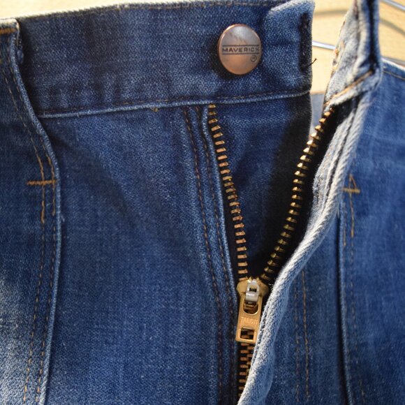 1970s MAVERICK Vintage Mens Jeans 32x 36 Disco Wide Leg Flare Denim EXCELLENT - Picture 7 of 15